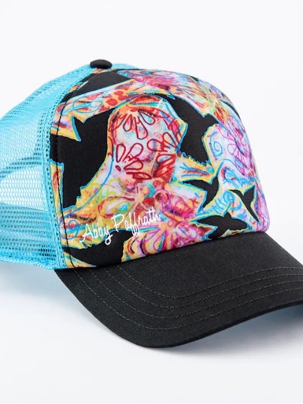 Brand New! Abby Paffratti Blue Floral Bird Trucker Hat (Nectar)